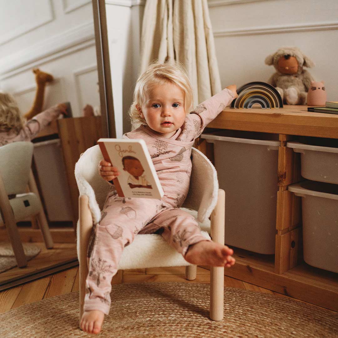 Merino Kids Essential Pyjamas - Bear Print - Misty Rose-Pyjamas-Misty Rose-6-12m | Natural Baby Shower