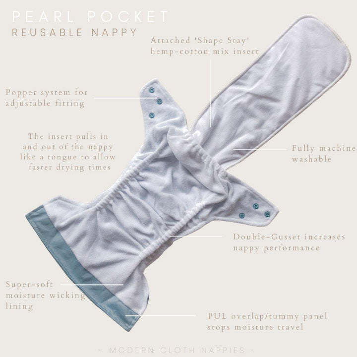 Modern Cloth Nappies Pearl Pocket Nappy - April Showers-Nappies- | Natural Baby Shower