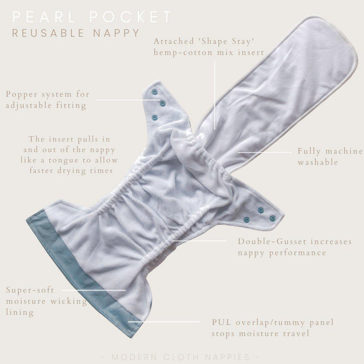 Modern Cloth Nappies Pearl Pocket Nappy - Blissful Blossom-Nappies- | Natural Baby Shower