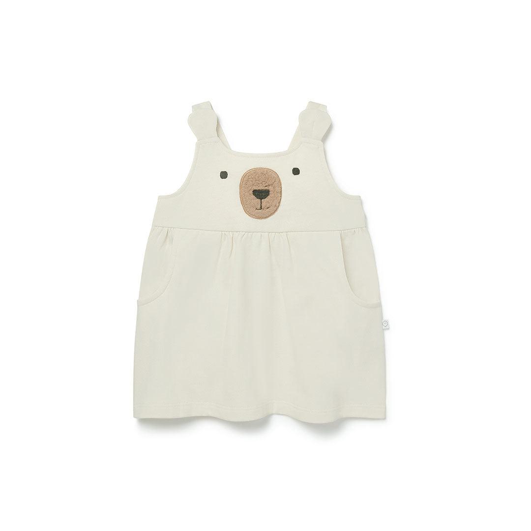 MORI Bear Sherpa Pinafore Dress - Ecru-Dresses-Ecru-3-6m | Natural Baby Shower