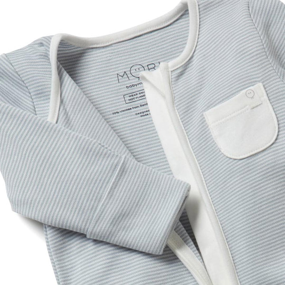 MORI Clever Zip Sleepsuit - Blue Stripe-Sleepsuits-Blue Stripe-NB | Natural Baby Shower
