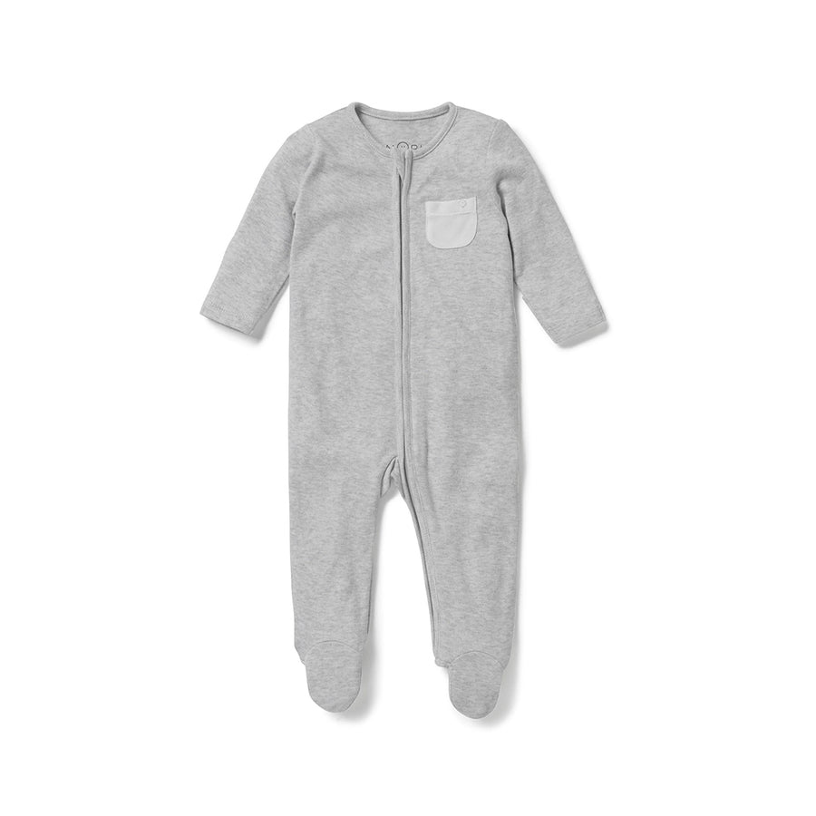 MORI Clever Zip Sleepsuit - Grey Marl-Sleepsuits-Grey Marl-NB | Natural Baby Shower