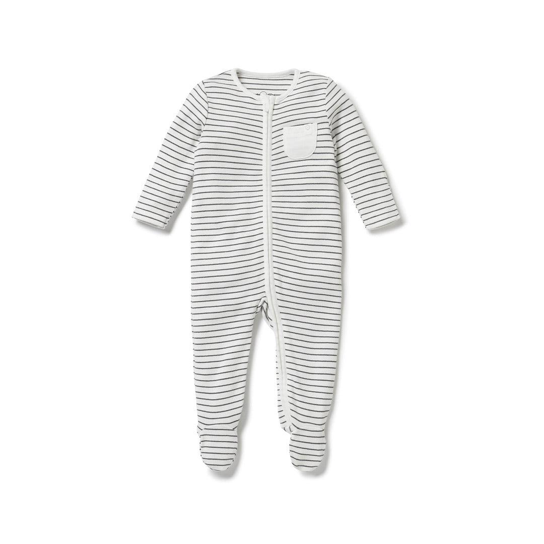 MORI Clever Zip Sleepsuit - Grey Stripe-Sleepsuits-Grey Stripe-NB | Natural Baby Shower