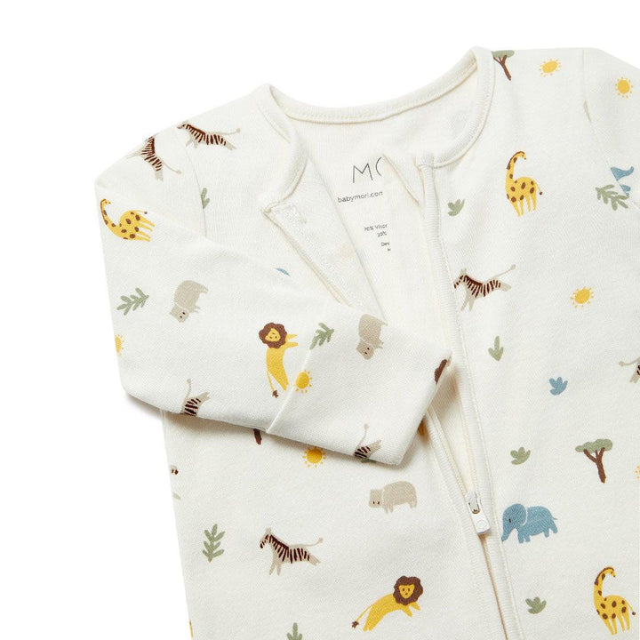 MORI Clever Zip Sleepsuit - Safari-Sleepsuits-Safari-NB | Natural Baby Shower