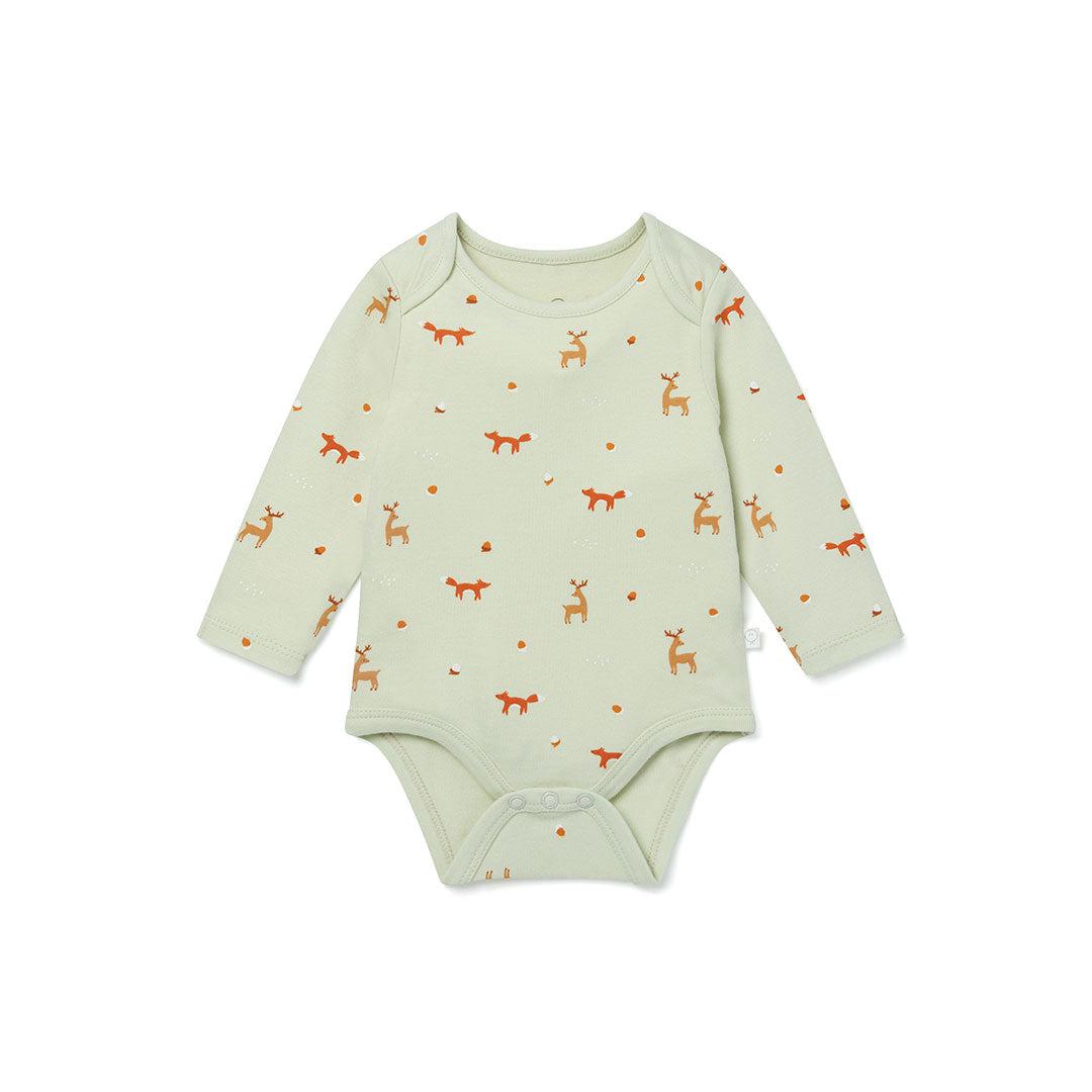 MORI Fox Print Long Sleeve Bodysuit - Frosted Fox-Bodysuits-Frosted Fox-NB | Natural Baby Shower