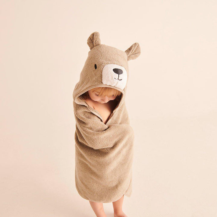 MORI Hooded Baby Bath Towel - Bear - Taupe-Bath Towels-Taupe-One Size | Natural Baby Shower