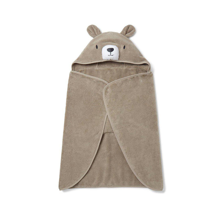 MORI Hooded Baby Bath Towel - Bear - Taupe-Bath Towels-Taupe-One Size | Natural Baby Shower