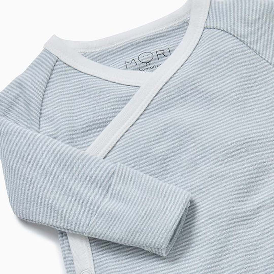 MORI Long Sleeve Kimono Bodysuit - Blue-Bodysuits-NB-Blue | Natural Baby Shower