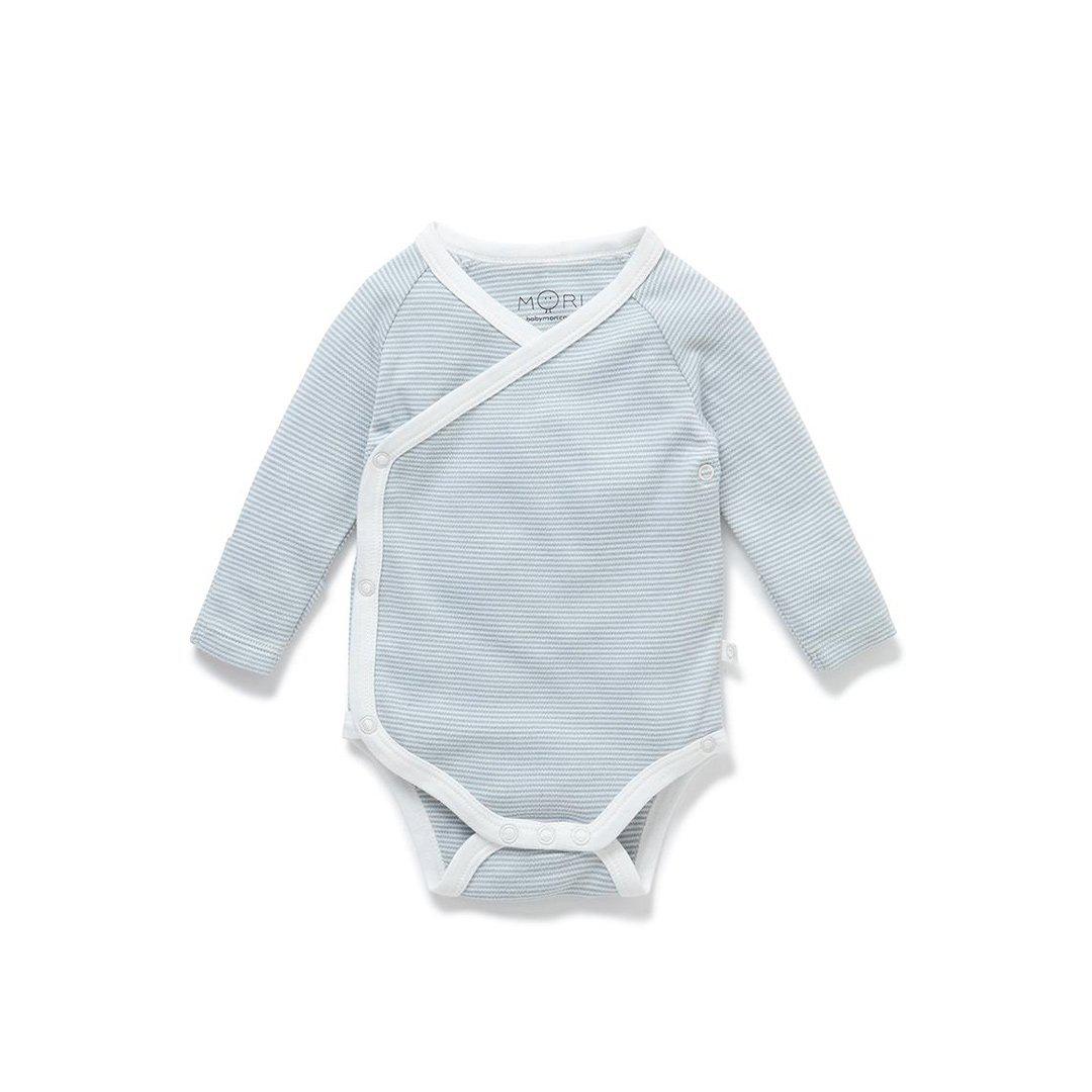 MORI Long Sleeve Kimono Bodysuit - Blue-Bodysuits-NB-Blue | Natural Baby Shower
