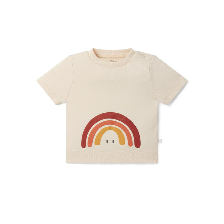 MORI Rainbow Print Short-Sleeve Sweatshirt-Tops-White-0-3m | Natural Baby Shower