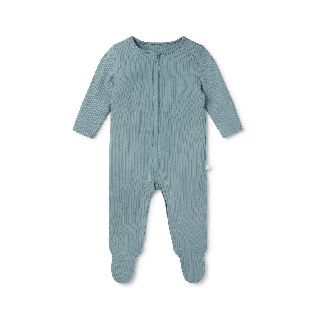 MORI Ribbed Clever Zip Sleepsuit - Blue-Sleepsuits-Blue-NB | Natural Baby Shower