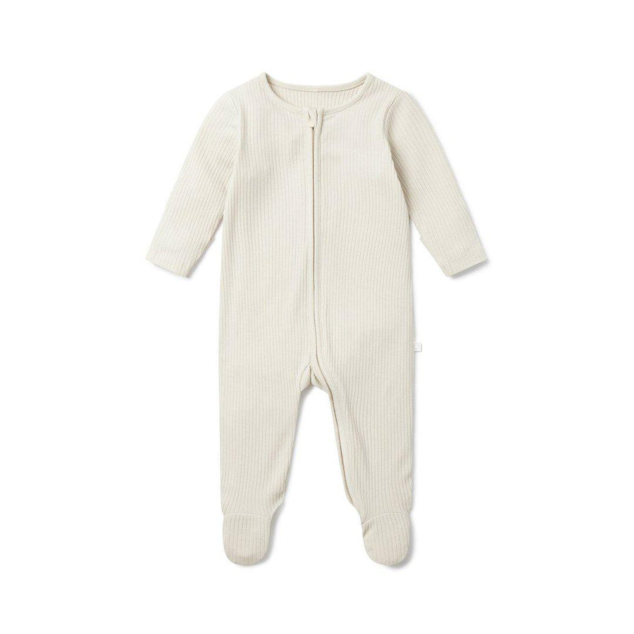 MORI Ribbed Clever Zip Sleepsuit - Ecru-Sleepsuits-Ecru-NB | Natural Baby Shower