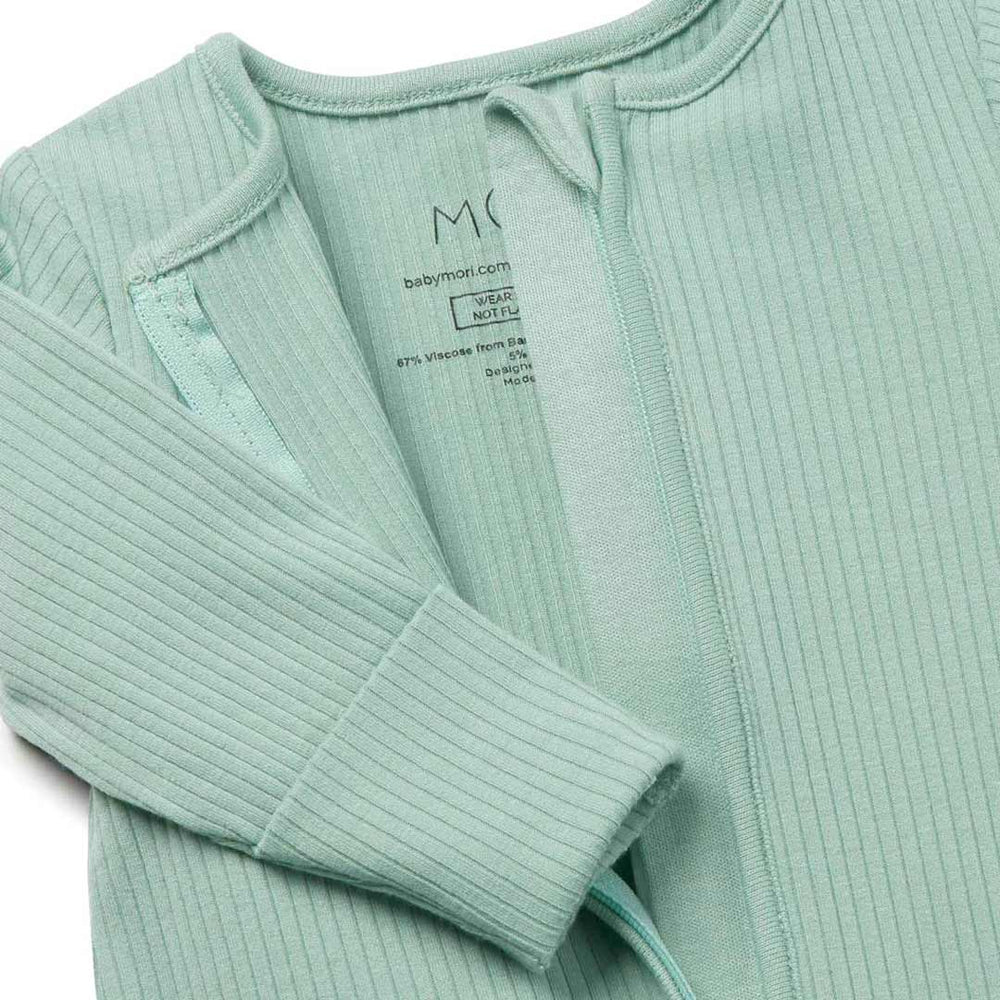 MORI Ribbed Clever Zip Sleepsuit - Mint-Sleepsuits-Mint-NB | Natural Baby Shower