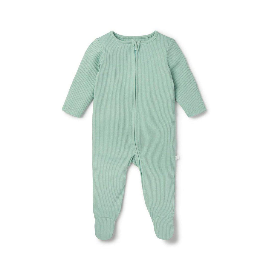 MORI Ribbed Clever Zip Sleepsuit - Mint-Sleepsuits-Mint-NB | Natural Baby Shower