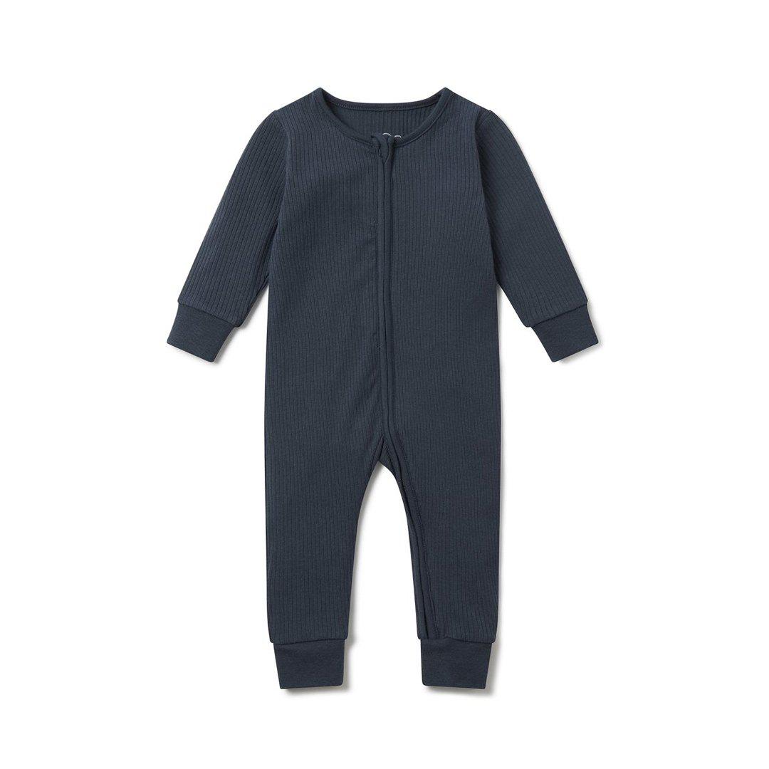 MORI Ribbed Clever Zip Sleepsuit - Navy-Sleepsuits-Navy-NB | Natural Baby Shower