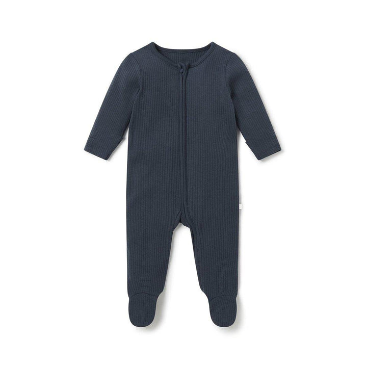 MORI Ribbed Clever Zip Sleepsuit - Navy-Sleepsuits-Navy-NB | Natural Baby Shower