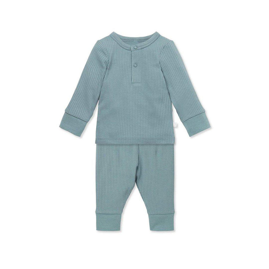 MORI Ribbed Pyjama Set - Blue-Pyjamas-Blue-9-12m | Natural Baby Shower