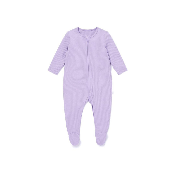 MORI Ribbed Clever Zip Sleepsuit - Purple-Sleepsuits-Purple-0-3m | Natural Baby Shower
