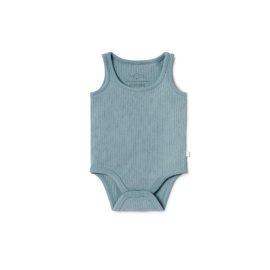 MORI Ribbed Sleeveless Bodysuit - Sky-Bodysuits-Sky-0-3m | Natural Baby Shower