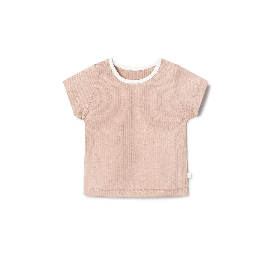 MORI Ribbed T-Shirt - Blush-Tops-Blush-0-3m | Natural Baby Shower