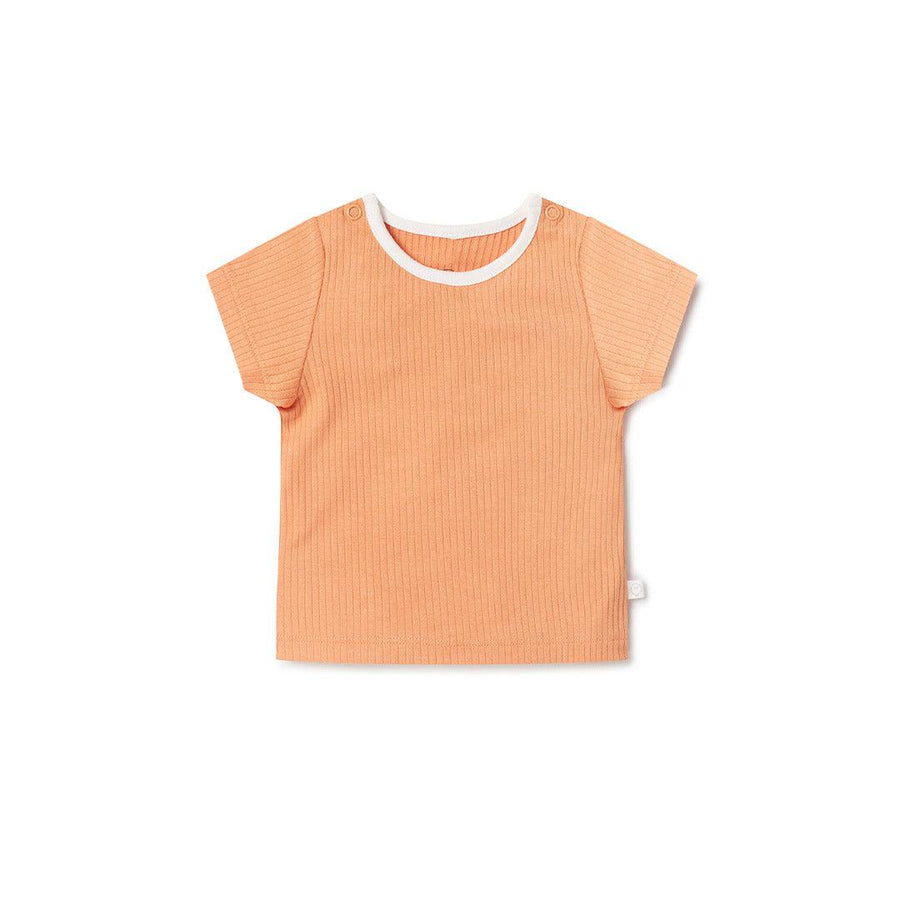 MORI Ribbed T-Shirt - Orange-Tops-Orange-0-3m | Natural Baby Shower