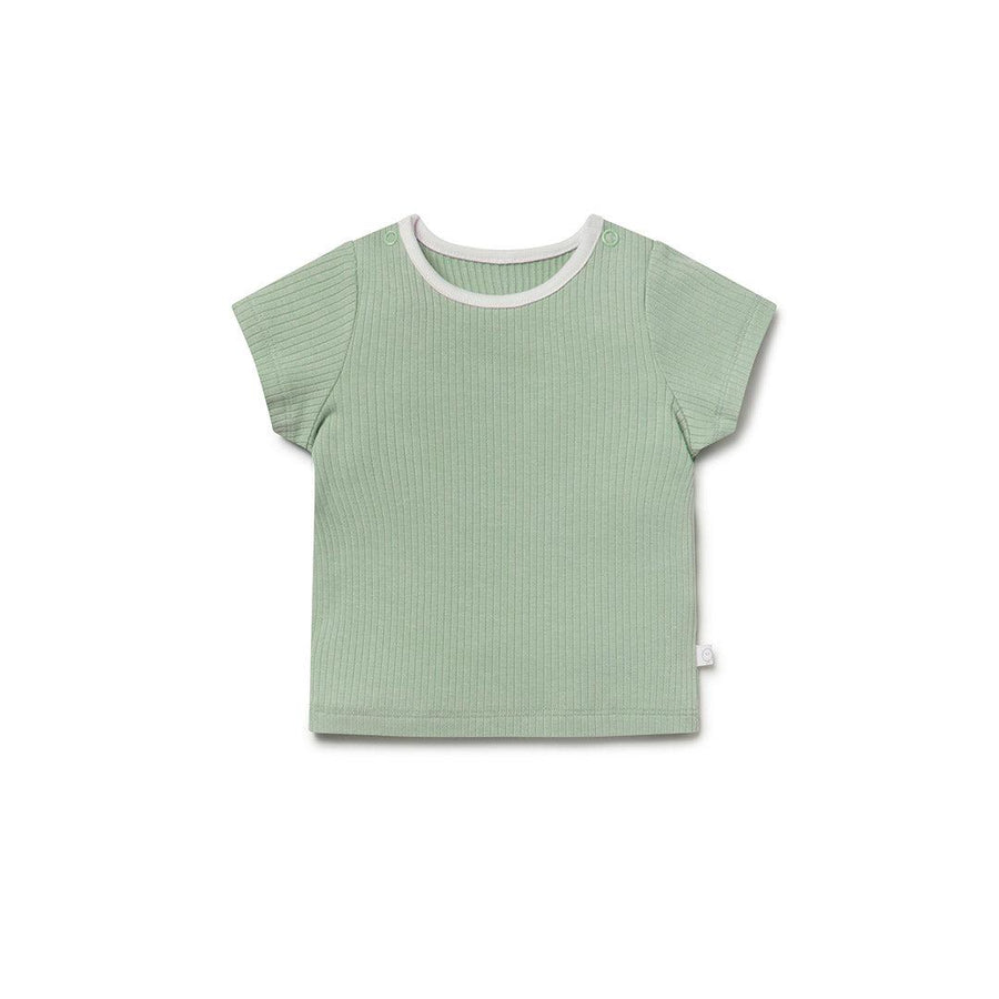 MORI Ribbed T-Shirt - Sage-Tops-Sage-0-3m | Natural Baby Shower