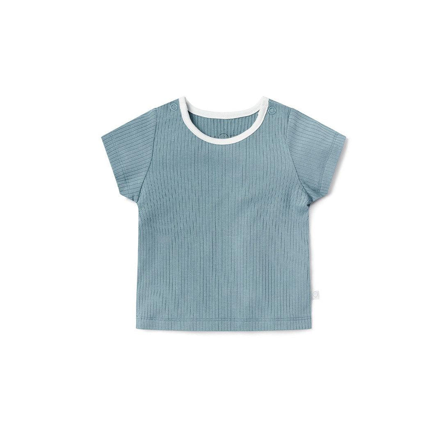 MORI Ribbed T-Shirt - Sky-Tops-Sky-0-3m | Natural Baby Shower