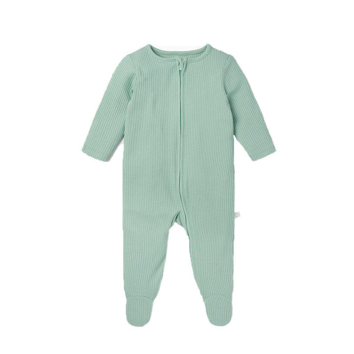 MORI Ribbed Zip-Up Sleepsuit - Mint-Sleepsuits-Mint-NB | Natural Baby Shower