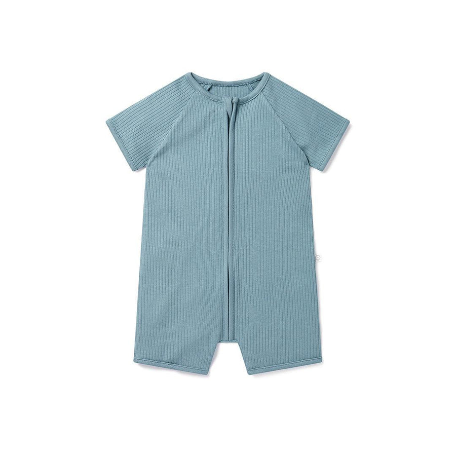 MORI Ribbed Zip-Up Summer Sleepsuit - Sky-Sleepsuits-Sky-0-3m | Natural Baby Shower