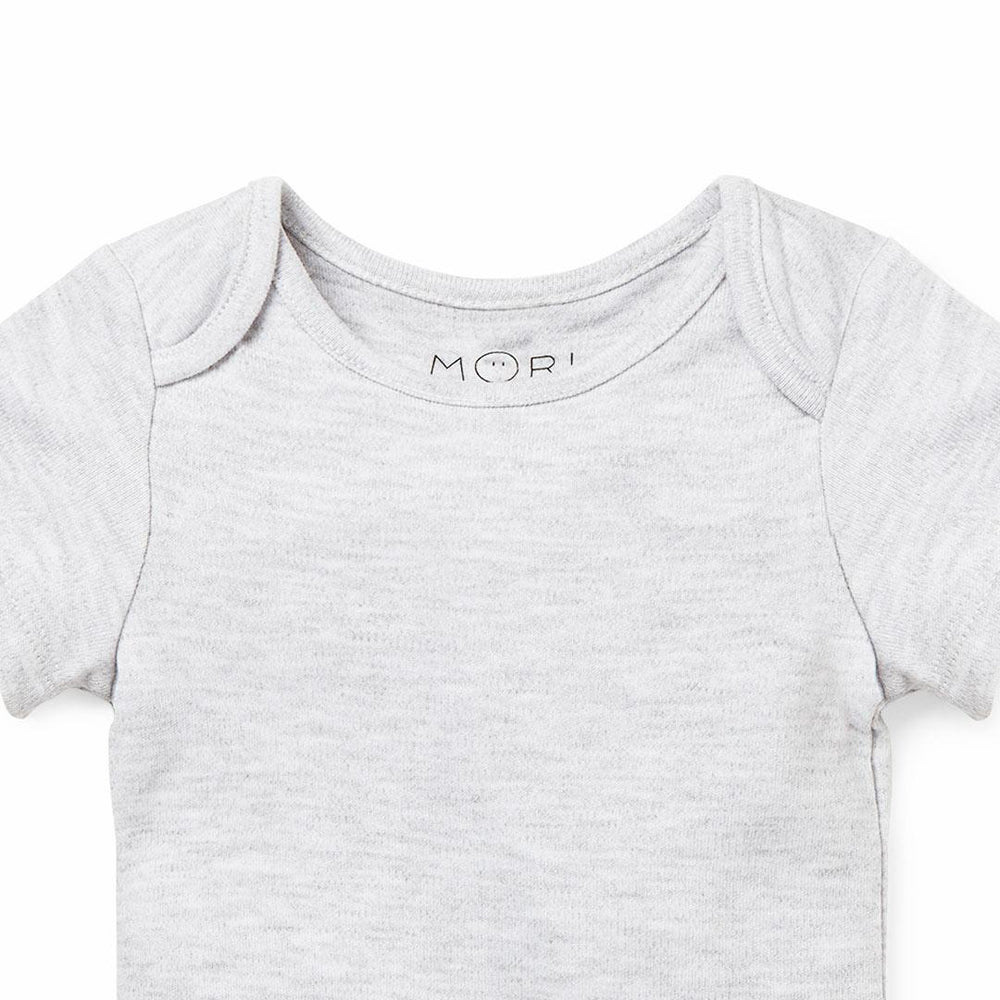 MORI Short Sleeve Bodysuit - Grey-Bodysuits-NB-Grey | Natural Baby Shower