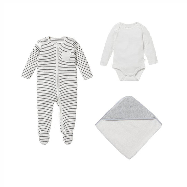 MORI Soak + Sleep Set - Grey Stripe-Clothing Sets-Grey Stripe-0-3m | Natural Baby Shower