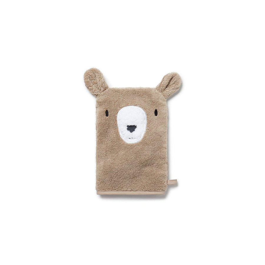 MORI Towel Mitt - Bear - Taupe-Bath Mitts-Taupe-One Size | Natural Baby Shower