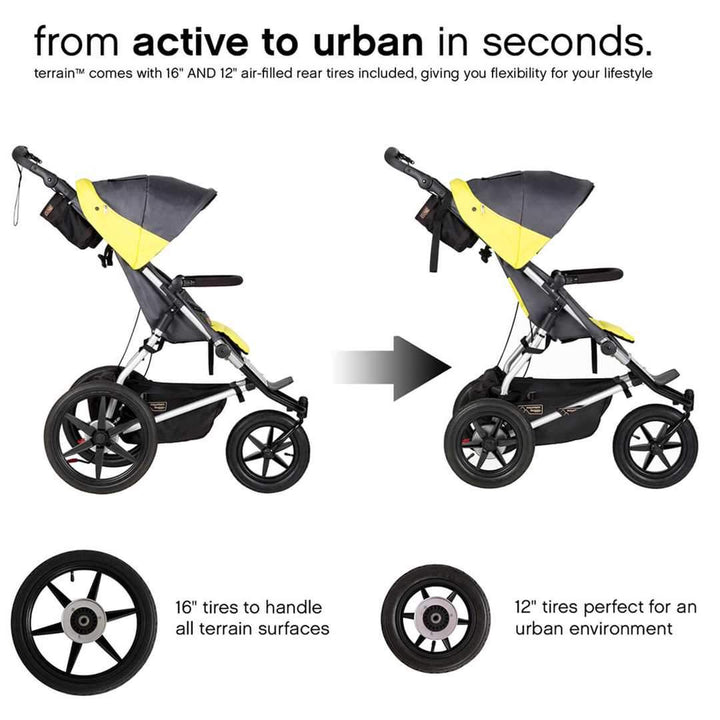 Mountain Buggy Terrain Pushchair + Urban Jungle Carrycot Plus - Onyx-Strollers- | Natural Baby Shower
