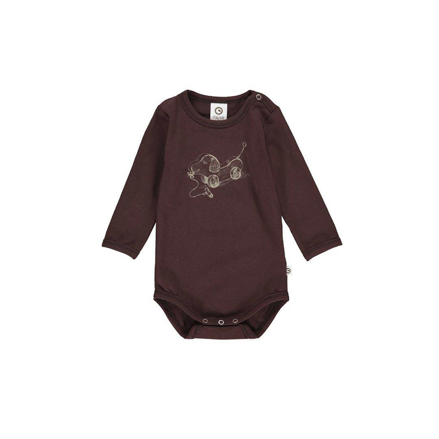 Musli Dachshund Print Bodysuit - Coffee-Bodysuits-Coffee-56 | Natural Baby Shower