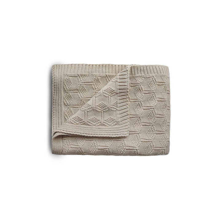 Mushie Knitted Baby Blanket - Honeycomb/Beige-Blankets- | Natural Baby Shower