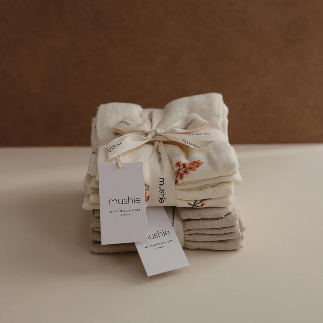 Mushie Muslin Cloths - 3 Pack - Flowers-Muslin Squares- | Natural Baby Shower