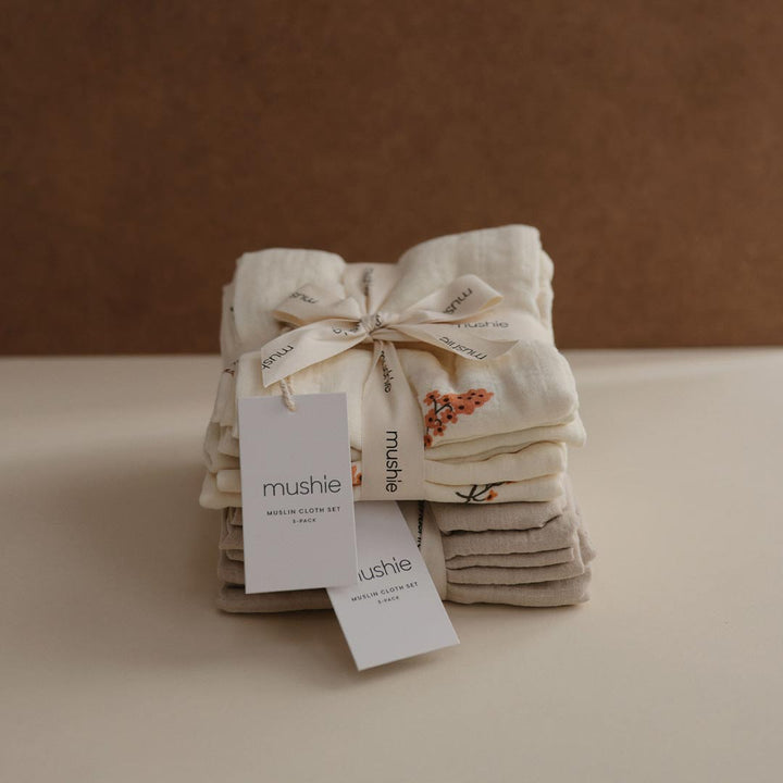 Mushie Muslin Cloths - 3 Pack - Flowers-Muslin Squares- | Natural Baby Shower