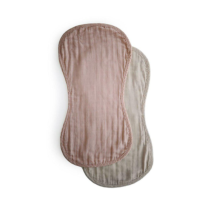 Mushie Organic Burp Cloths - Fog/Blush - 2 Pack-Muslin Squares- | Natural Baby Shower