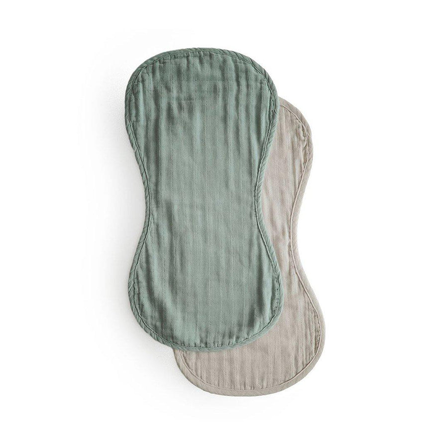Mushie Organic Burp Cloths - Fog/Roman Green - 2 Pack-Muslin Squares- | Natural Baby Shower