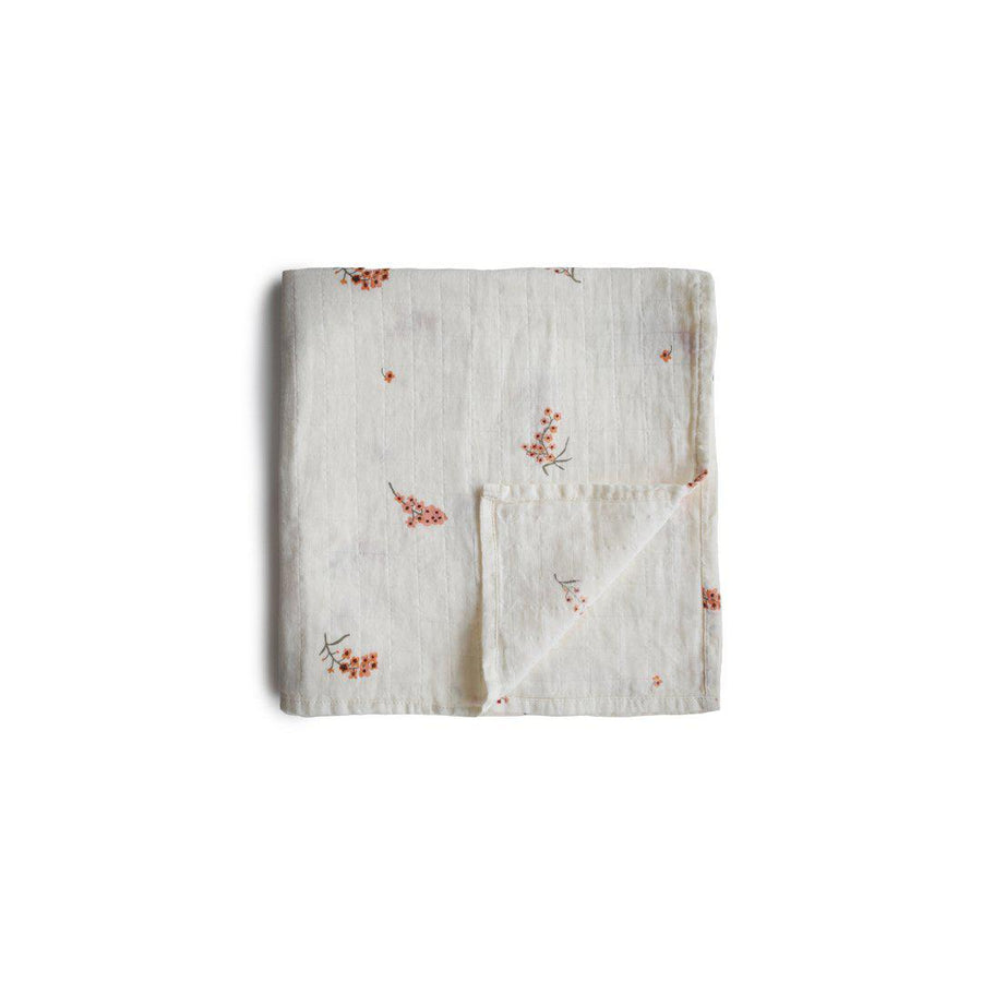 Mushie Organic Muslin Swaddle - Flowers-Muslin Wraps- | Natural Baby Shower