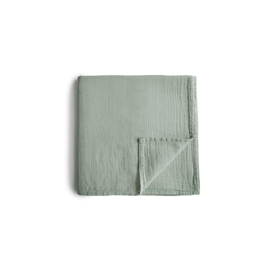 Mushie Organic Muslin Swaddle - Sage-Muslin Wraps- | Natural Baby Shower