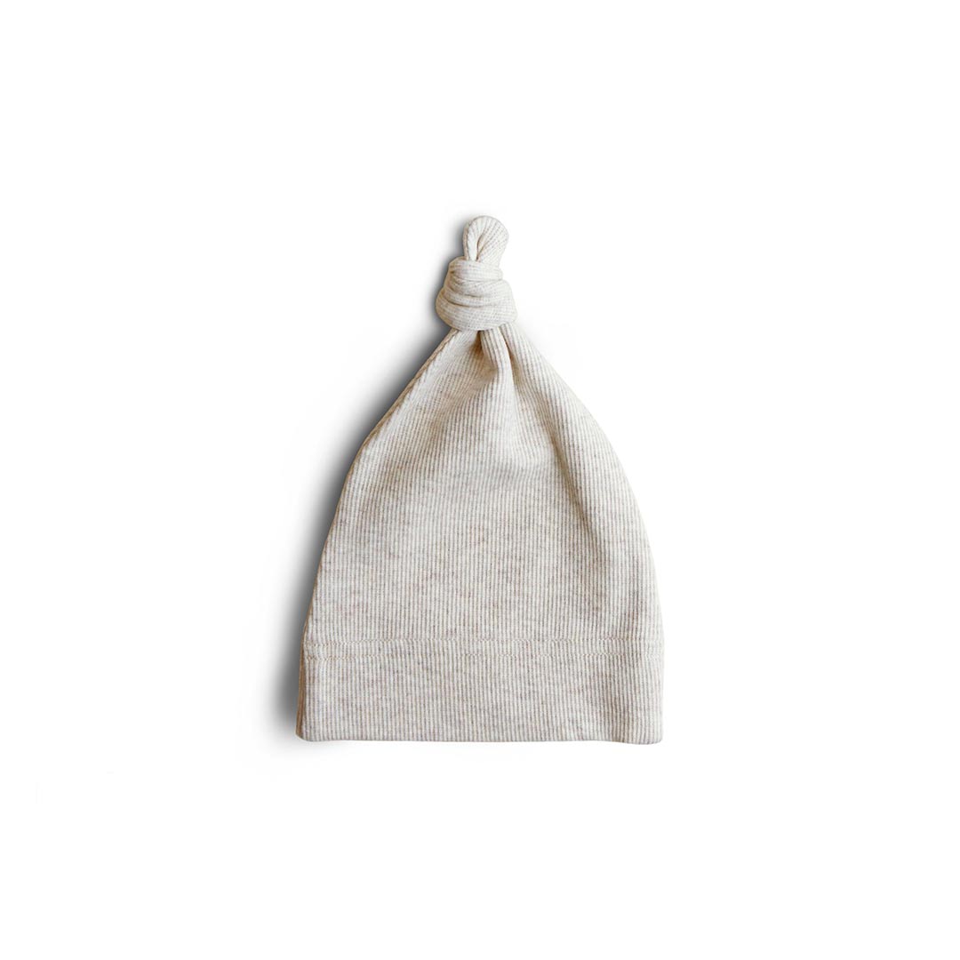 Mushie Ribbed Baby Beanie - Beige Melange-Hats-Beige Melange-0-3m | Natural Baby Shower