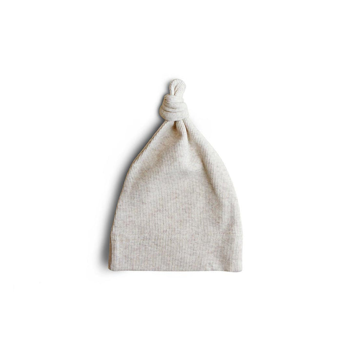 Mushie Ribbed Baby Beanie - Beige Melange-Hats-Beige Melange-0-3m | Natural Baby Shower