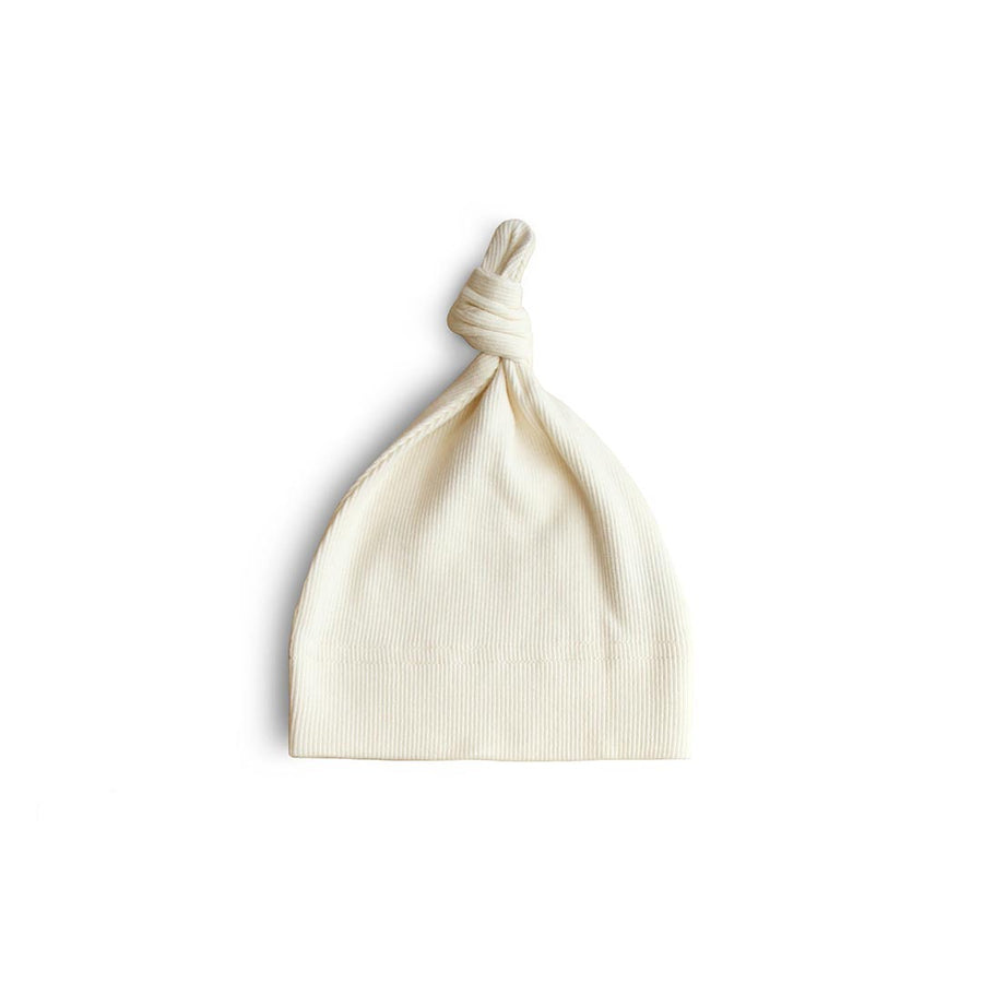 Mushie Ribbed Baby Beanie - Ivory-Hats-Ivory-0-3m | Natural Baby Shower