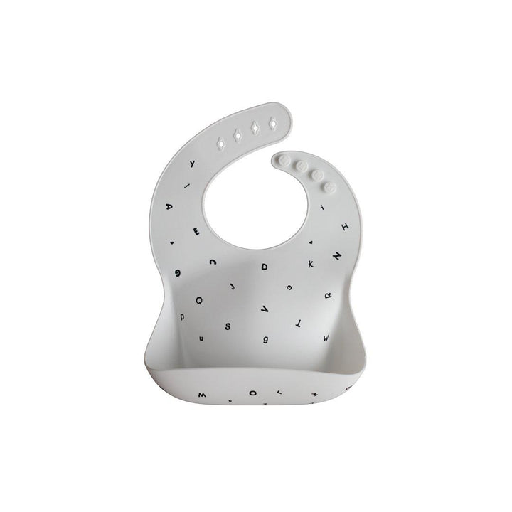 Mushie Silicone Baby Bib - White Letters-Bibs- | Natural Baby Shower
