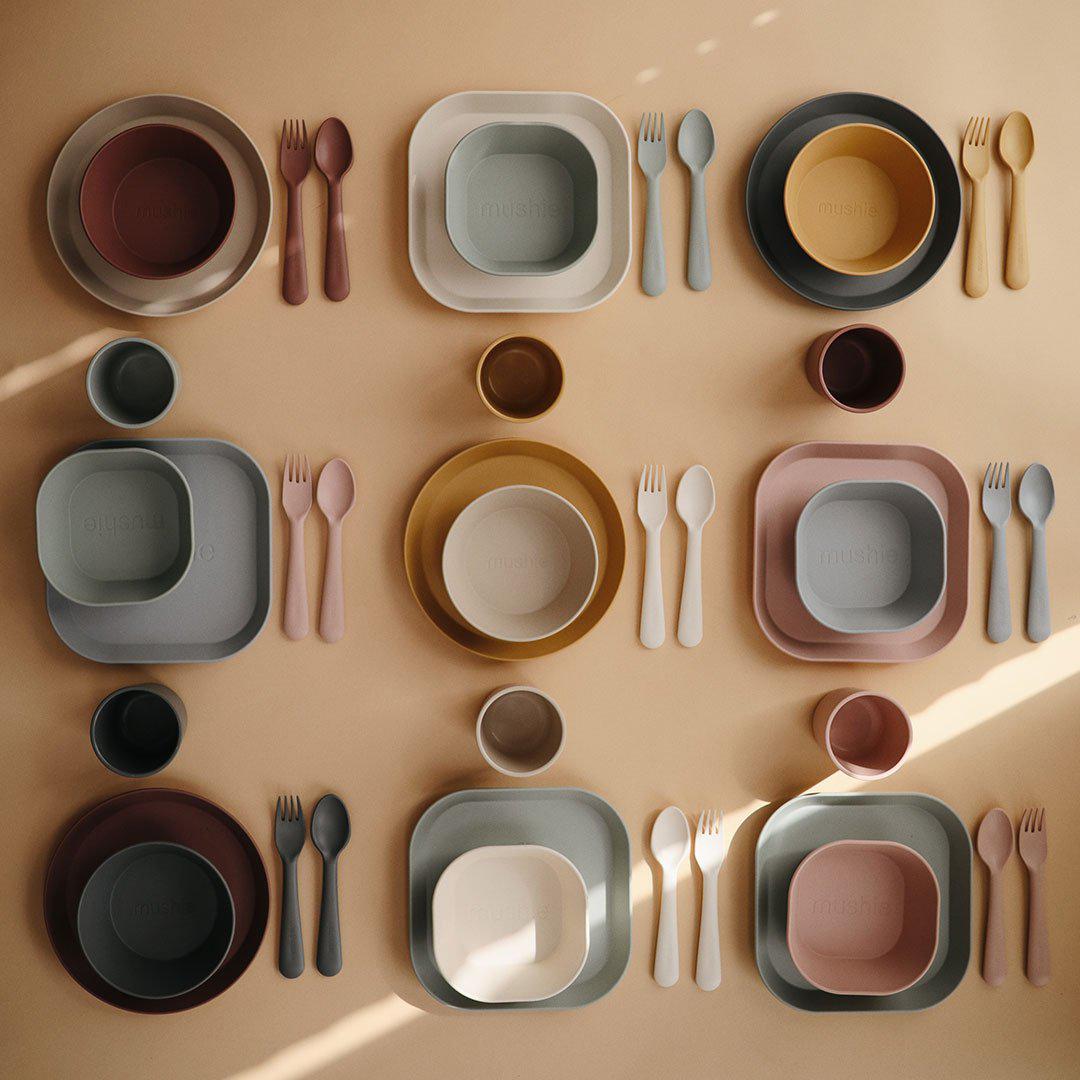 Mushie Square Dinnerware Plates - Ivory - 2 Pack-Plates- | Natural Baby Shower