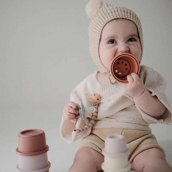 Mushie Stacking Cups Toy - Petal-Stacking Toys- | Natural Baby Shower
