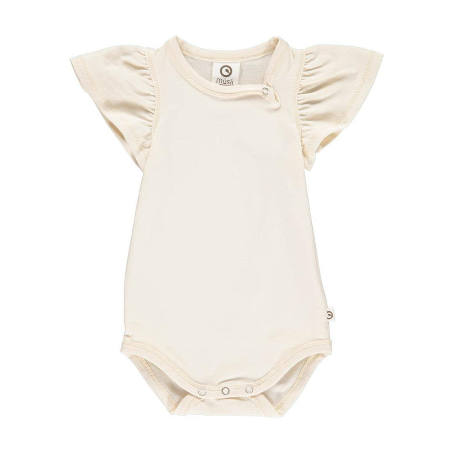 Musli Cozy Me Frill Short Sleeve Bodysuit - Buttercream-Bodysuits-Buttercream-56 | Natural Baby Shower