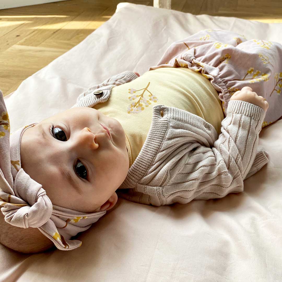 Musli Filipendula Print Long Sleeve Bodysuit - Calm Yellow-Bodysuits-Calm Yellow-56 | Natural Baby Shower