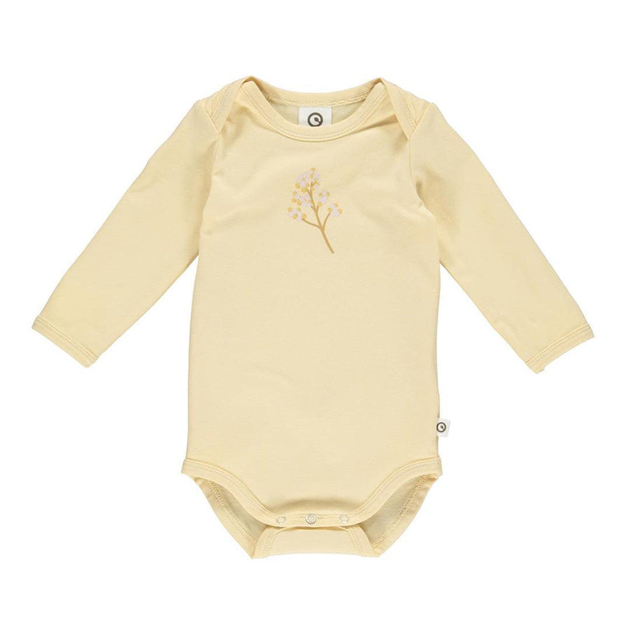 Musli Filipendula Print Long Sleeve Bodysuit - Calm Yellow-Bodysuits-Calm Yellow-56 | Natural Baby Shower